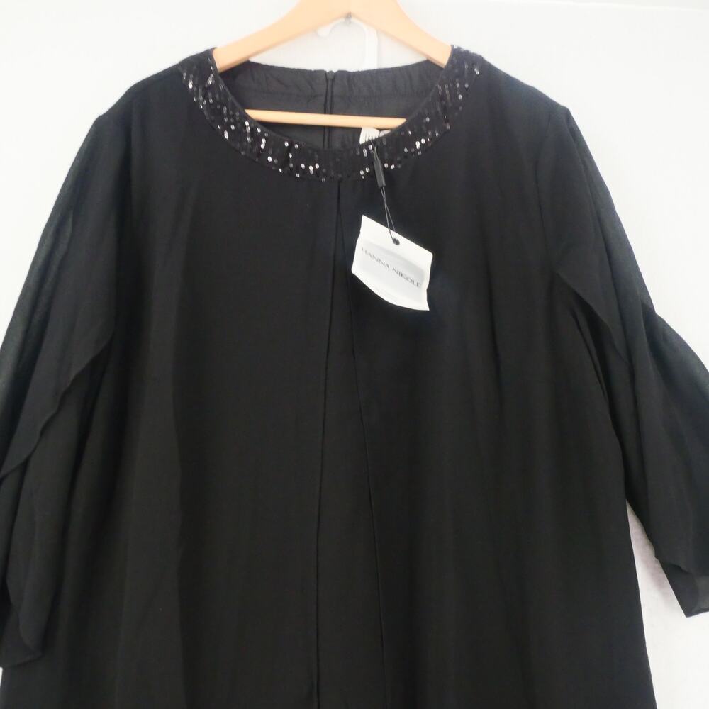 NEW Hanna Nikole Women's 18W 2 Pc Black Chiffon Pant Suit Formal Flowy Plus Size - Picture 3 of 15